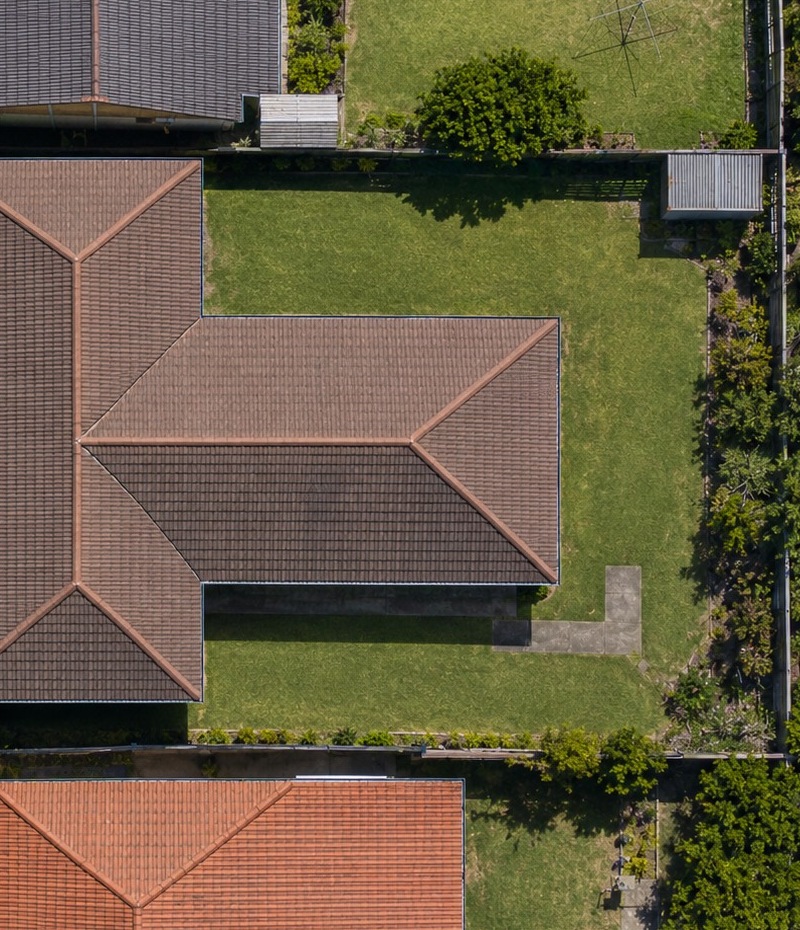 Example aerial of a tiled suburban roof